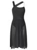 Aislor Women Lyrical Dance Dress Sleeveless Color Block Leotard Dress Modern Contemporary Dance Costume Black Large view 3