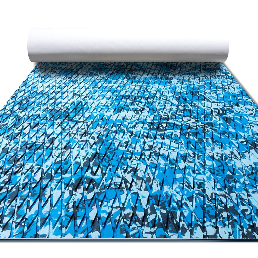 FOCEAN Boat Flooring EVA Foam Boat Decking Camo Marine Flooring Self-Adhesive Marine Mat for Motorboat RV Yacht Kayak, 94.5''x 23.6'', Ocean Camo
