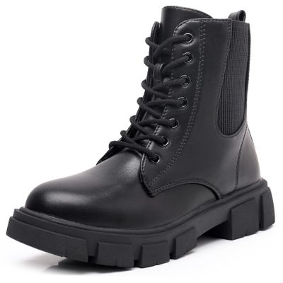 Apakowa Girls Combat Boots Fashion Ankle Booties Side Zipper Boots (Little Kid/Big Kid)