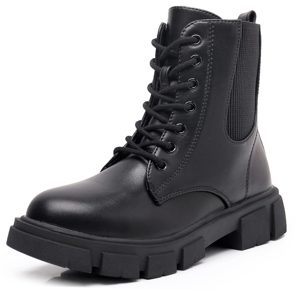 Apakowa Girls Combat Boots Fashion Ankle Booties Side Zipper Boots (Little Kid/Big Kid)
