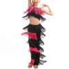 Libaobaoyo Girls 2 Piece Latin Ballroom Dance Outfits Tassel Camisole Fringe Pants Modern Salsa Dancewear (Pink and Black, 5-6 Years) view 1