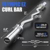 E.T.ENERGIC 47" EZ Curl Bar Olympic 500-lbs Capacity Silver Steel Barbell Suitable for 2" Barbell Plates view 2
