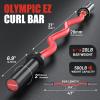 E.T.ENERGIC 47" Curl Bar Olympic EZ Bar 500-lbs Capacity Steel Barbell Suitable for 2" Barbell Plates, Black Sleeve Red Shaft view 2