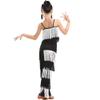 Libaobaoyo Girls 2 Piece Latin Ballroom Dance Outfits Tassel Camisole Fringe Pants Modern Salsa Dancewear (White and Black, 15-16 Years) view 3