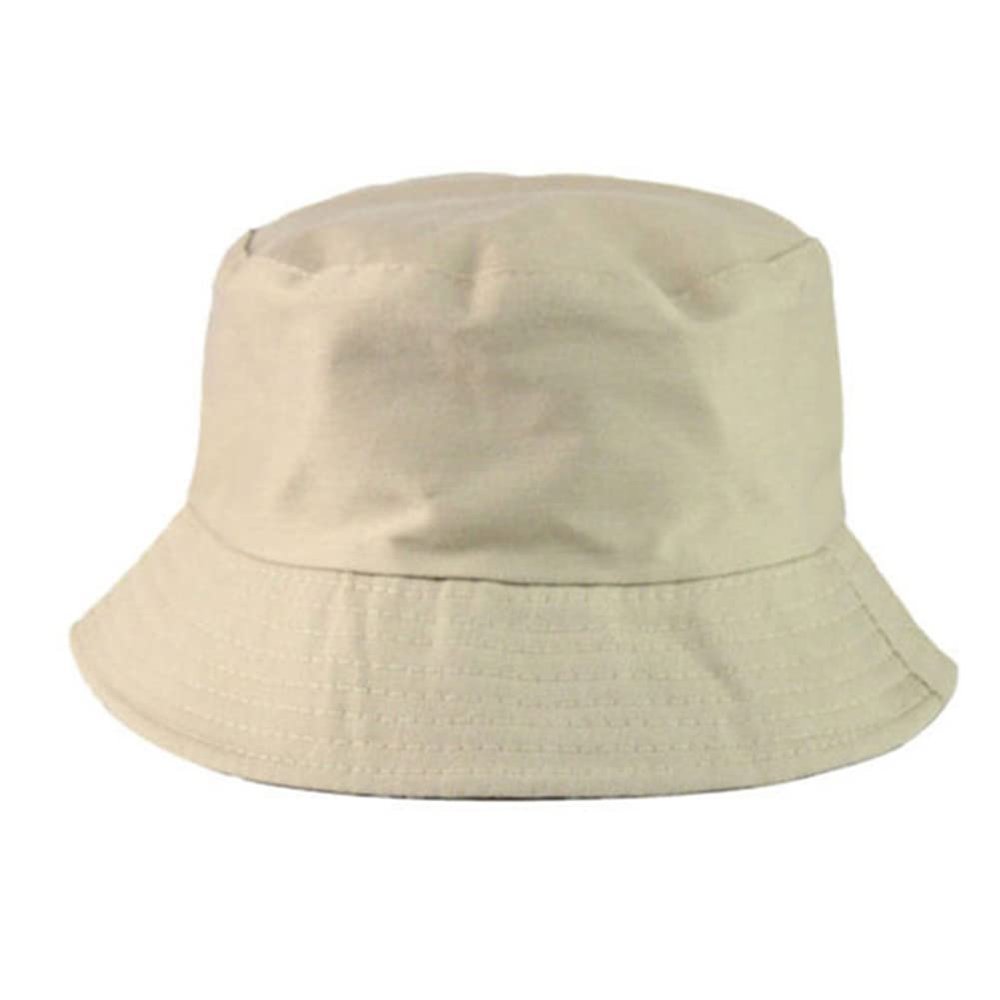 Bucket Hat, Unisex Cotton Packable Summer Travel Beach Sun Hat UPF 50 Wide Brim Bucket Hat for Women Men (Beige)