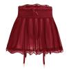 ABAFIP Men's Sissy Lingerie Mini Skirt Floral Lace Trim Mesh Sheer Skirts with Garters Belt See Thru Crossdressing Underwear Strappy Underpants Wine Red Small view 1