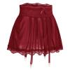 ABAFIP Men's Sissy Lingerie Mini Skirt Floral Lace Trim Mesh Sheer Skirts with Garters Belt See Thru Crossdressing Underwear Strappy Underpants Wine Red Small view 3