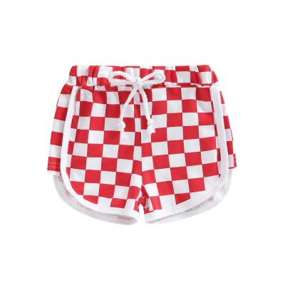Infant Baby Girl Boy Shorts Cotton Breathable Pants Checkerboard Print Athletic Shorts Unisex Summer Short Pants (Red, 0-6 Months)