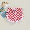 Infant Baby Girl Boy Shorts Cotton Breathable Pants Checkerboard Print Athletic Shorts Unisex Summer Short Pants (Red, 0-6 Months) view 2