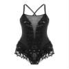 Aislor Women's Sparkly Sequin Tassel Bodysuit Fringes Latin Dance Leotard Samba Rumba Performance Jumpsuit Black A Medium view 3