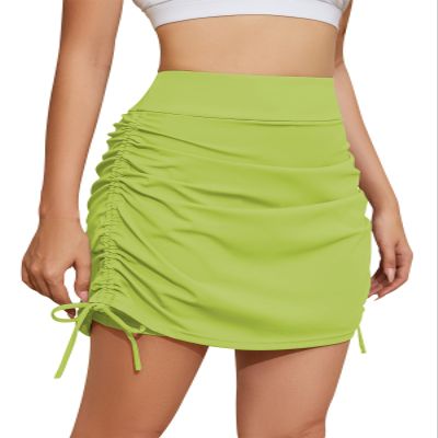 Cakulo Athletic Skorts for Woman Plus Size Skort Knee Length Swim Golf Tennis Skirts Pocket Casual High Waist Neon Green 4XL