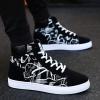 BORAMAX Mens Walking Shoes Slip On High Tops Graffiti Flat Sneaker Men's High Top Non Slip Canvas Tennis Shoes White view 4