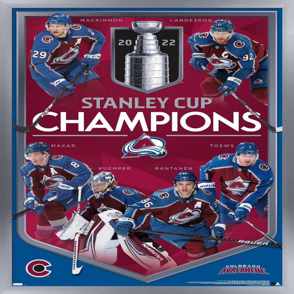 Trends International NHL Colorado Avalanche - 2022 Commemorative Stanley Cup Champions Wall Poster, 22.375" x 34", Silver Framed Version