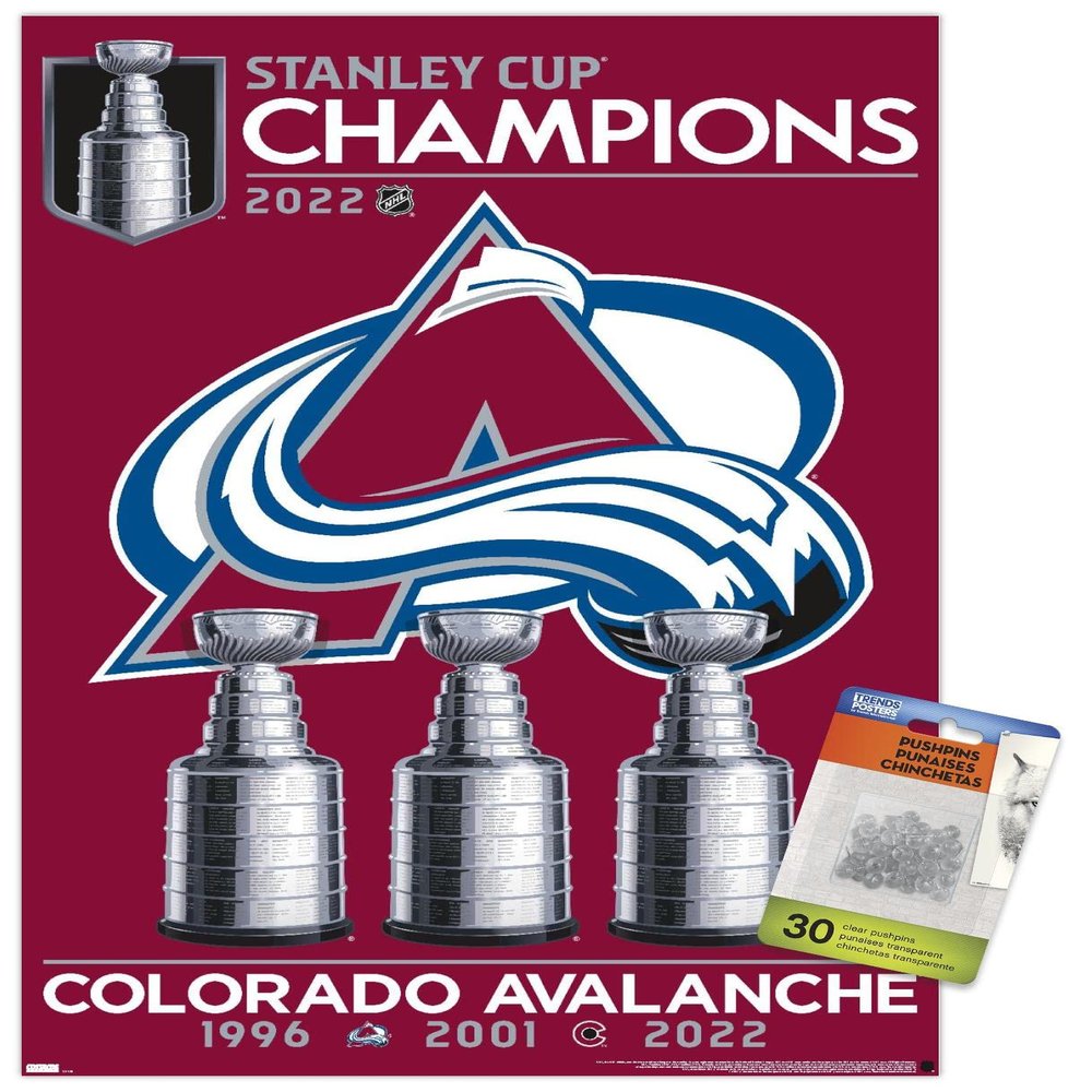 NHL Colorado Avalanche - 2022 Stanley Cup Team Logo Wall Poster with Push Pins