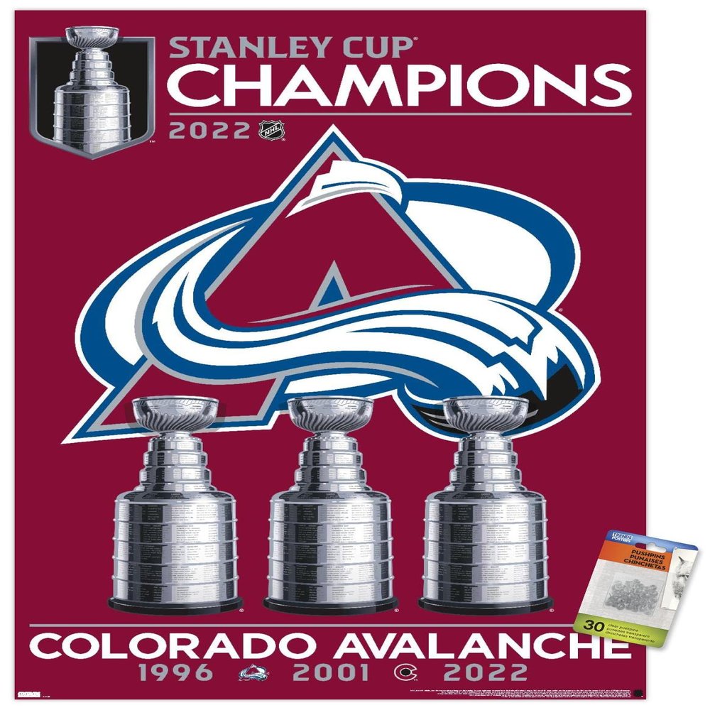 NHL Colorado Avalanche - 2022 Stanley Cup Team Logo Wall Poster with Pushpins