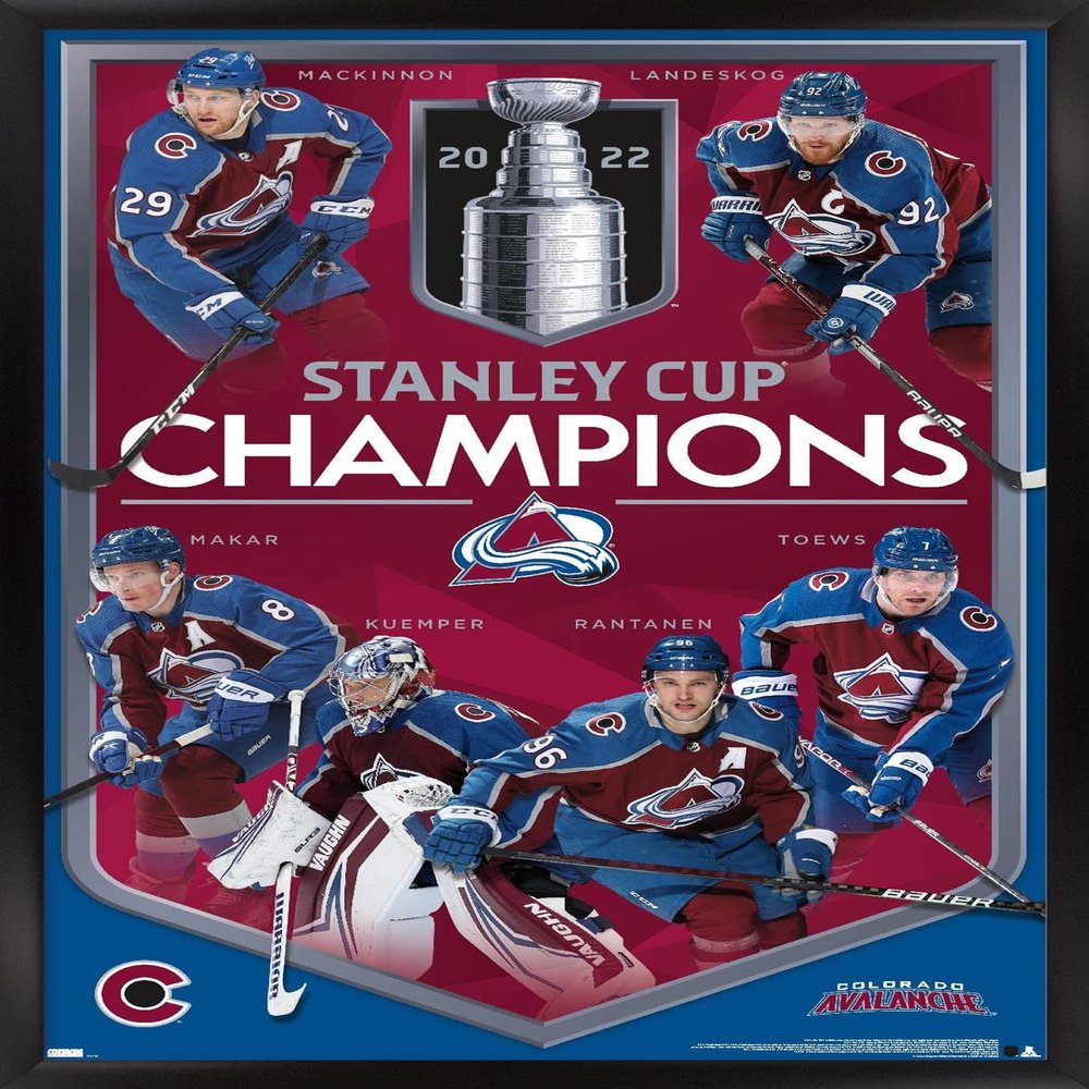 Trends International NHL Colorado Avalanche - 2022 Commemorative Stanley Cup Champions Wall Poster, 14.725" x 22.375", Black Framed Version