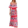 ACOSAP Women's Mexican Dress Summer Floral Print Off The Shoulder Sleeveless Beach Long Maxi Dress view 1