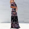 ACOSAP Women's Mexican Dress Summer Floral Print Off The Shoulder Sleeveless Beach Long Maxi Dress view 3