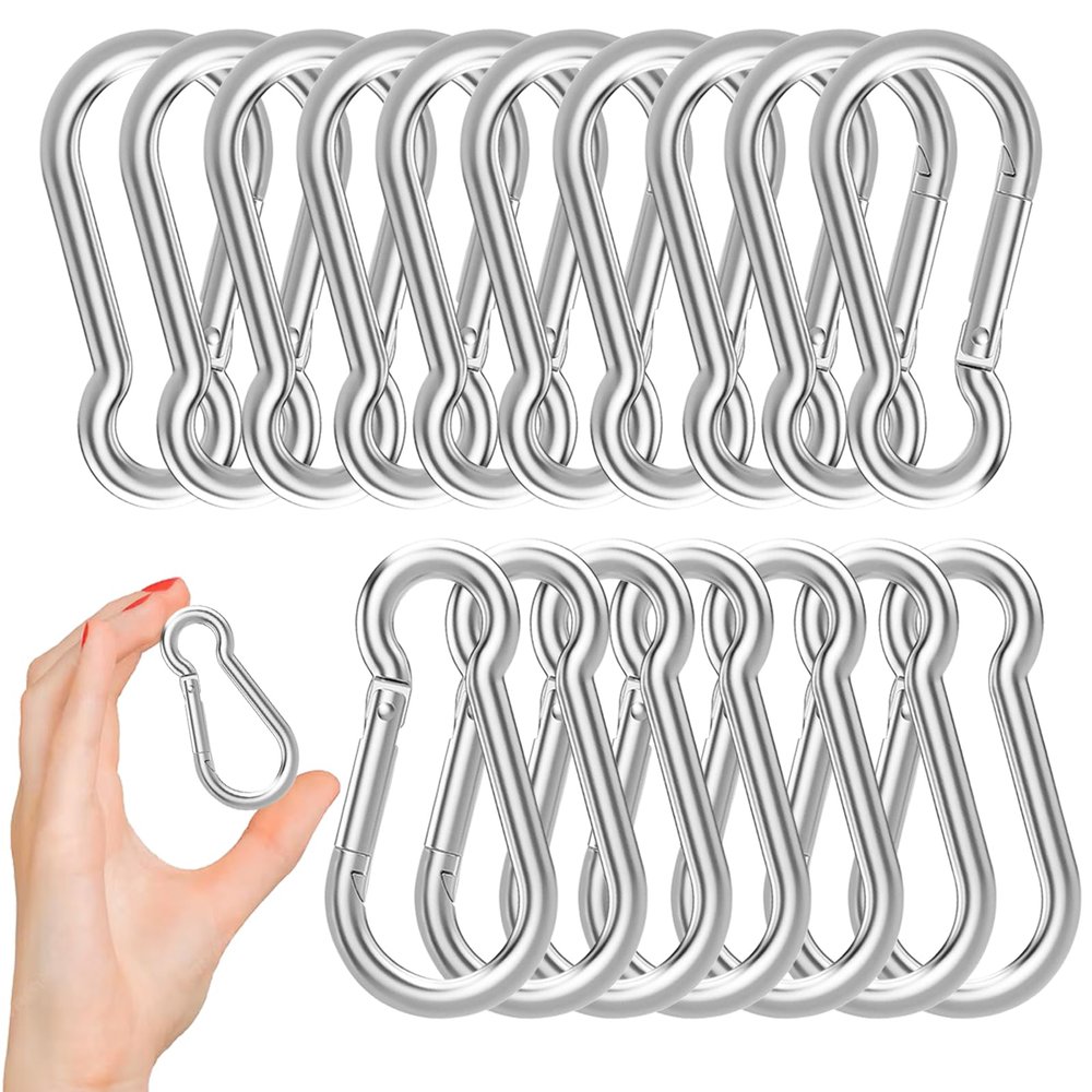 50PCS 3" Heavy Duty Carabiner Clips Bulk, 5/16" Gavanized Steel Spring Snap Hook Carabiner, M8 500LBS Capacity Spring Quick Links Clips for Camping Hiking Hammock Swing and Outdoor Activities
