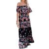 ACOSAP Women's Mexican Dress Summer Floral Print Off The Shoulder Sleeveless Beach Long Maxi Dress view 1