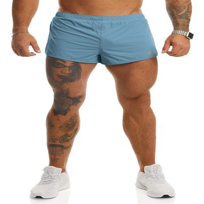 Ouber Men's Running Shorts with Liner 2'' Workout Shorts Bodybuilding Side Split Mesh Gym Shorts SkyBlue,XXL