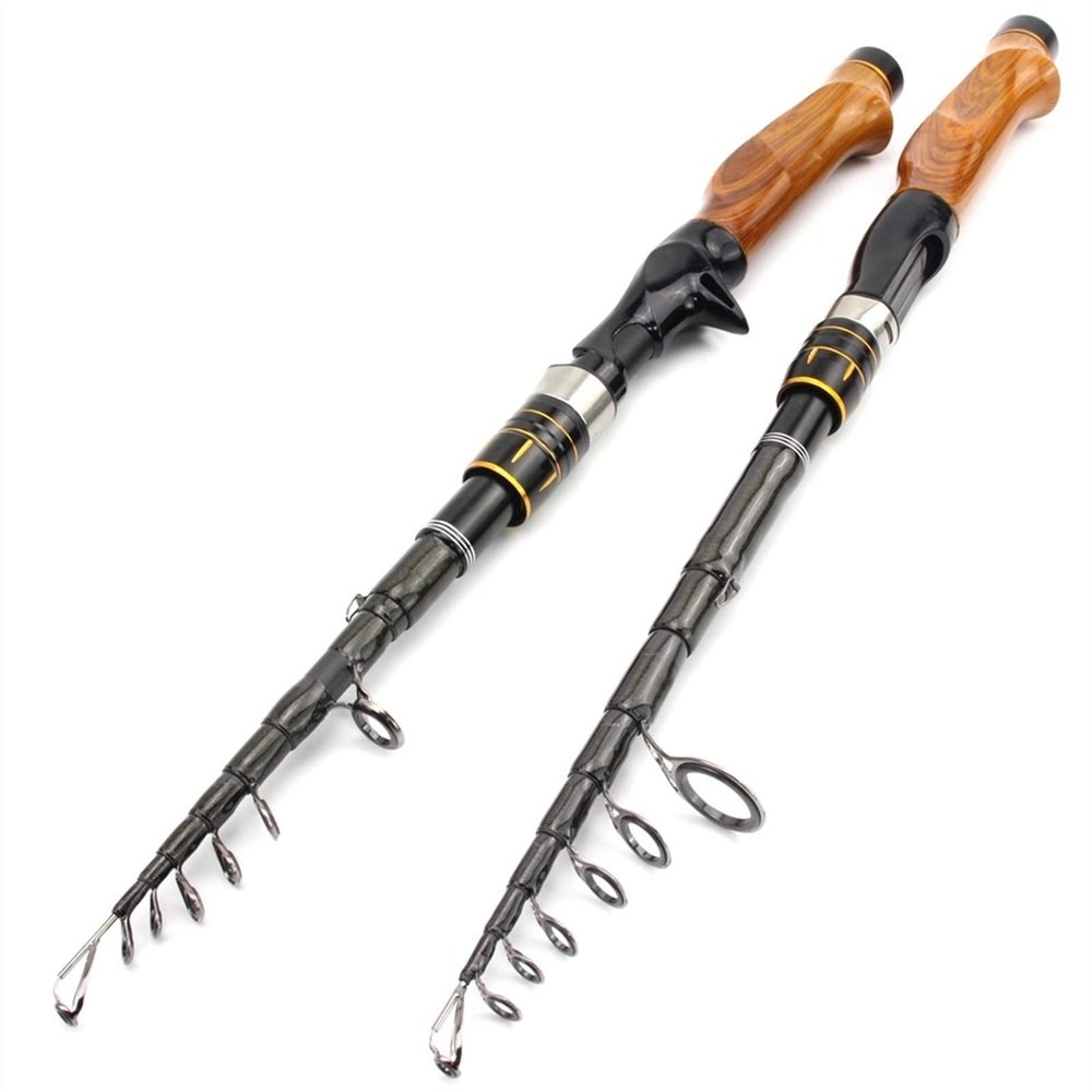 1.8m Telescopic Fishing Rod Professional Carbon Spinning Casting Rod Travel Lure Trout Lure Weight 5-20g Carp Wooden Handle Pole (Color : Spinning Rod)