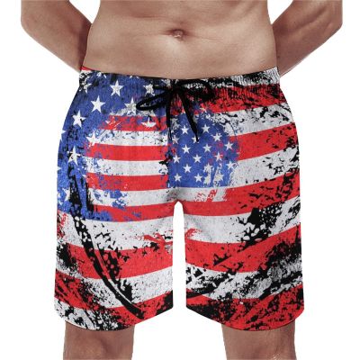 American Flag Casual Beach Suit Summer Beach Shorts 80s 90s Men's Swim Trunks Printed Beach Shorts 2XL