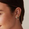 PAVOI CZ Huggie Earrings, 14K Gold Plated, Rose Gold, Size 12.5 Millimeters view 3