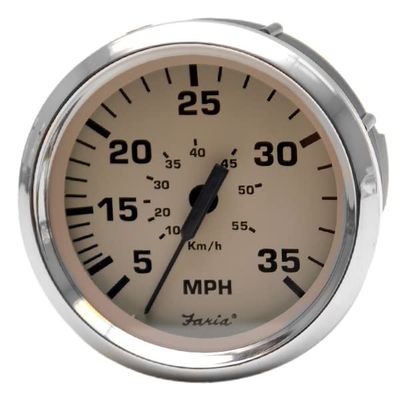 Faria Boat Speedometer SE9807B | Euro Beige 35 MPH 3 1/4 Inch Silver