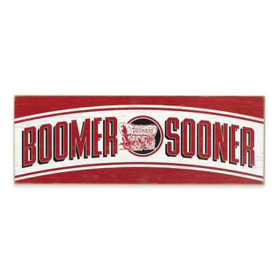 Open Road Brands University of Oklahoma Boomer Sooner Tradition Wood Wall Decor - Vintage OU Sign for Office or Dorm Room