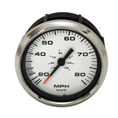 Faria Boat Speedometer Gauge SE9423A | 80 MPH 3 1/4 Inch Silver White