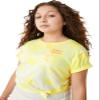 Happy Nation Relaxed Cotton Short Sleeve T Shirt, Sour Yellow Tie Dye, Large view 1