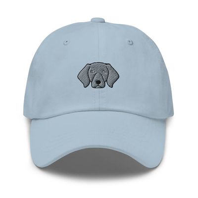 Weimaraner hat, Embroidered Unisex Baseball hat, Weimaraner Gifts, Weimaraner Dog mom dad hat. Light Blue