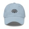 Weimaraner hat, Embroidered Unisex Baseball hat, Weimaraner Gifts, Weimaraner Dog mom dad hat. Light Blue view 1