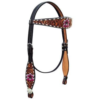 BAR H EQUINE American Leather Horse Saddle Tack Headstall | Browband Western for Horses