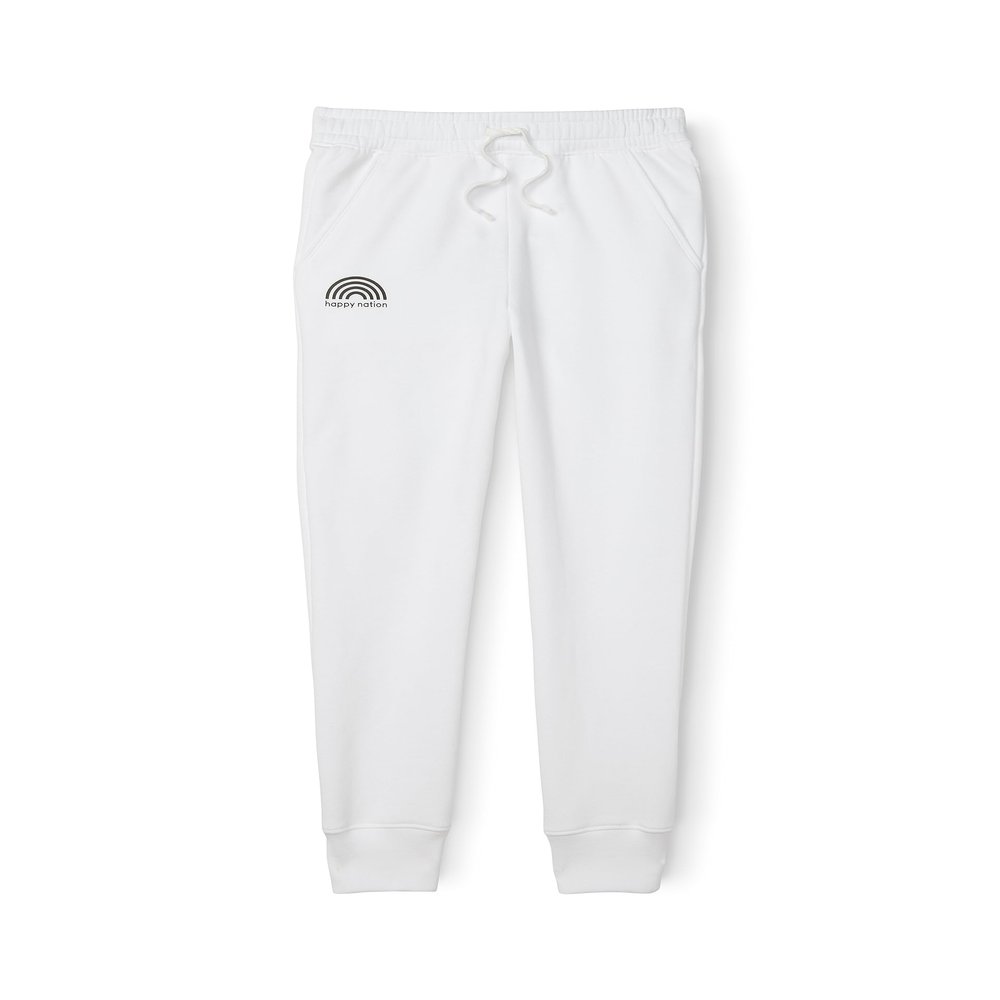 Happy Nation Jogger Fleece Sweatpants, Optic White, Small