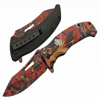8.5 Orange Koi Liner Lock EDC Folding Knife With Pocket Clip