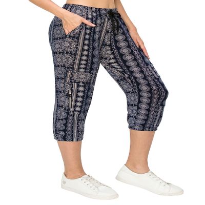 ALWAYS Women's Capri Jogger Pants - High Waisted Soft Zipper Casual Sweat Pants V3619NA L