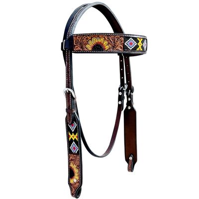 BAR H EQUINE American Leather Horse Saddle Tack Headstall | Browband Western for Horses