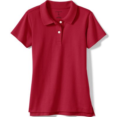Lands' End School Uniform Girls Short Sleeve Feminine Fit Interlock Polo Shirt Small Red