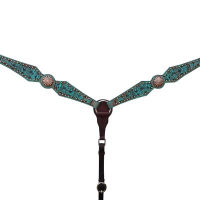 BAR H EQUINE American Leather Horse Saddle Tack Breast Collar Spotted Pinwheel Collection
