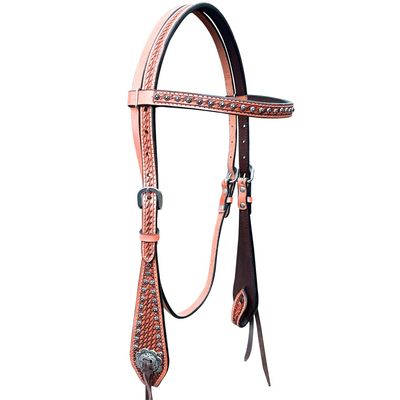 BAR H EQUINE American Leather Horse Saddle Tack Headstall | Browband Western for Horses