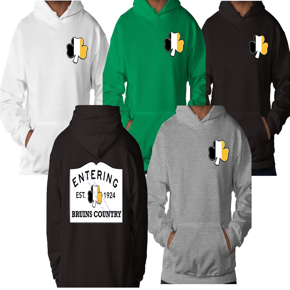 Entering Bruins Country Shamrock Hoodie (XXXL, Black)