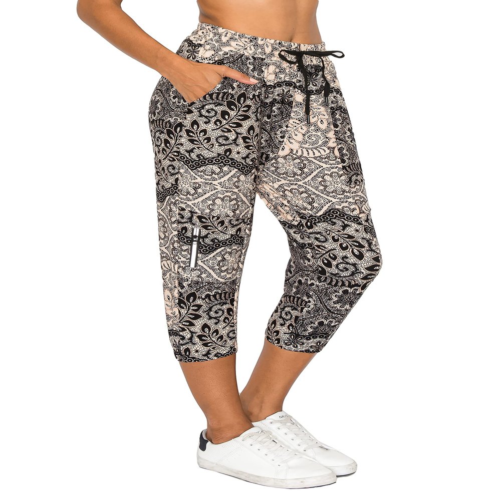 ALWAYS Women's Capri Jogger Pants - High Waisted Soft Zipper Casual Sweat Pants 928 S