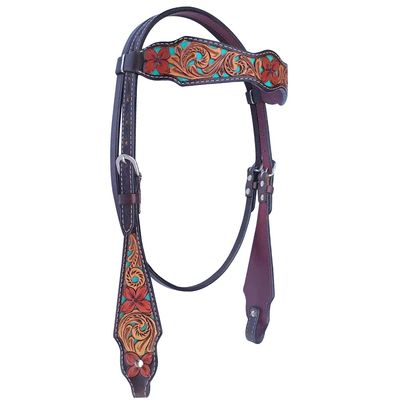 BAR H EQUINE American Leather Horse Saddle Tack Headstall | Browband Western for Horses