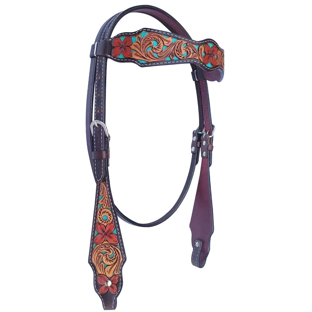 BAR H EQUINE American Leather Horse Saddle Tack Headstall | Browband Western for Horses