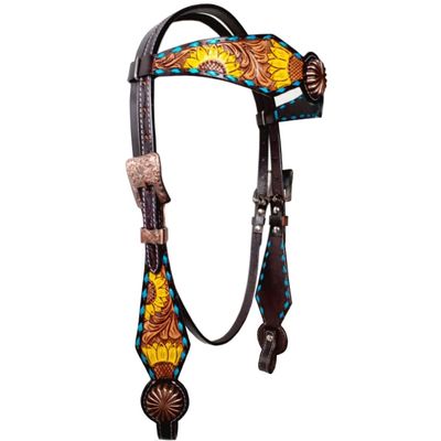 BAR H EQUINE Horse Leather Headstall | Western for Horses Stainless Steel Buckle