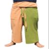 RaanPahMuang Thai Fisherman Pants Loose Yoga, Pirate, Harem, 100% Cotton, Unisex Mens Womens Kimono, Medium-Large, Light Brown Tab Green view 1