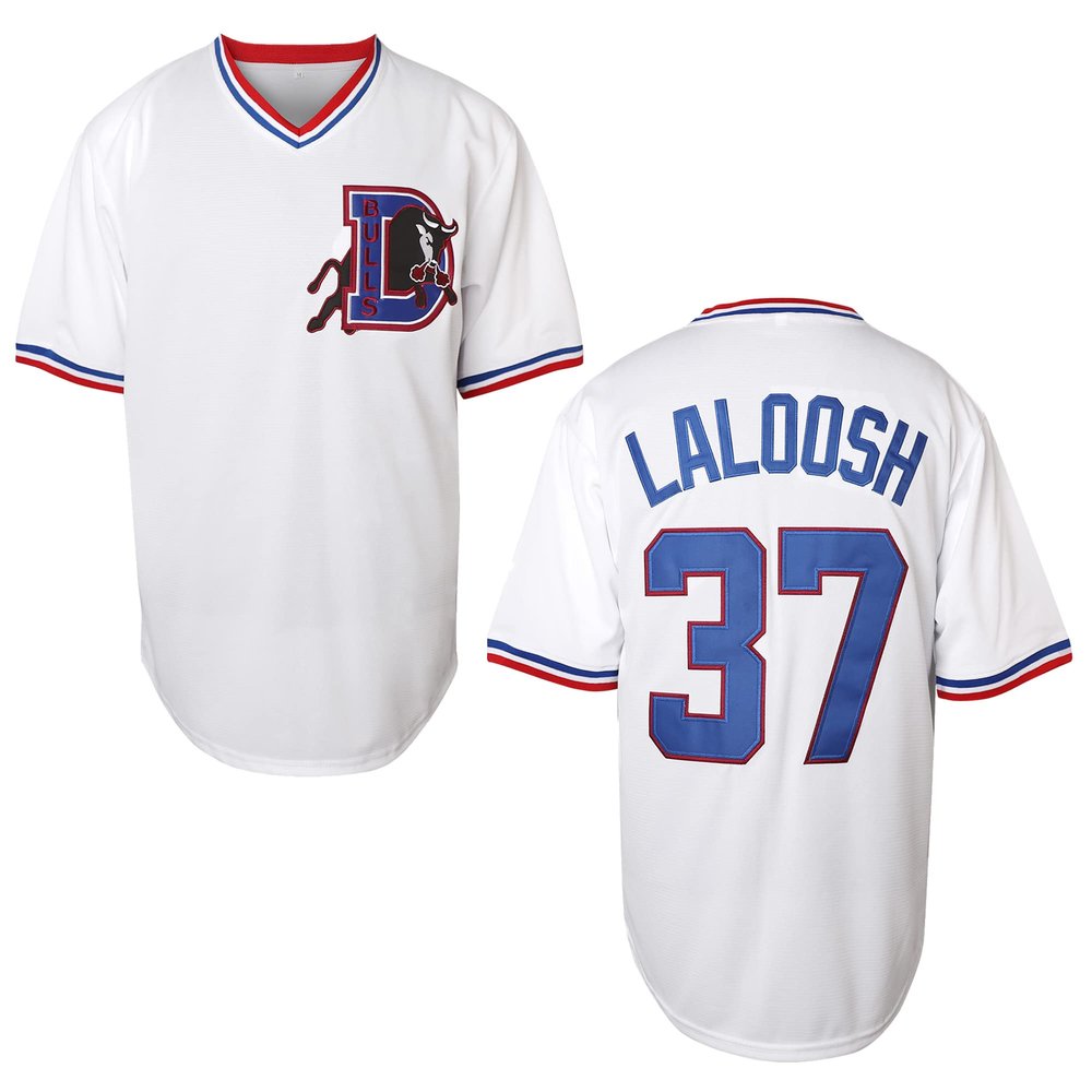 Bull Durham Baseball Jerseys,Crash Davis 8 Ebby Calvin 'Nuke' LaLoosh 37 Movie Baseball Shirt for Men White S-3XL (37-White,3X-Large)