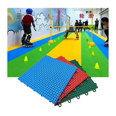 25 CM Roller Skating Hall Modular Interlocking Floor Tiles, DIY Puzzle Plastic Floor Mat with Drain Holes, Anti-Skid Wear-Resistant (Color : Blue, Size : 16PCS)